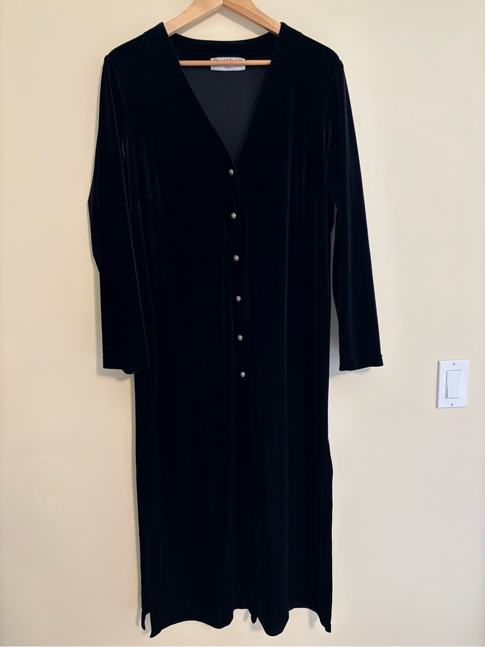Ronni Nicole Black Velvet Maxi Dress Size 1X/14W Y2K Vintage Goth Boho
